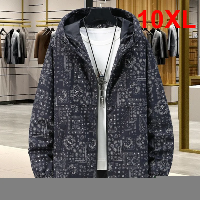 

Plus Size 9XL 10XL Jackets Bandana Paisley Pattern Fashion Windbreaker Men Jackets Coats Casual Outdoor Outerwear Big Size 10XL