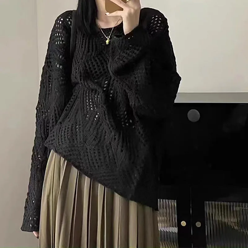 Женский Вязаный Свитер Itoolin С V-образным Вырезом И Открытыми Рукавами летучая