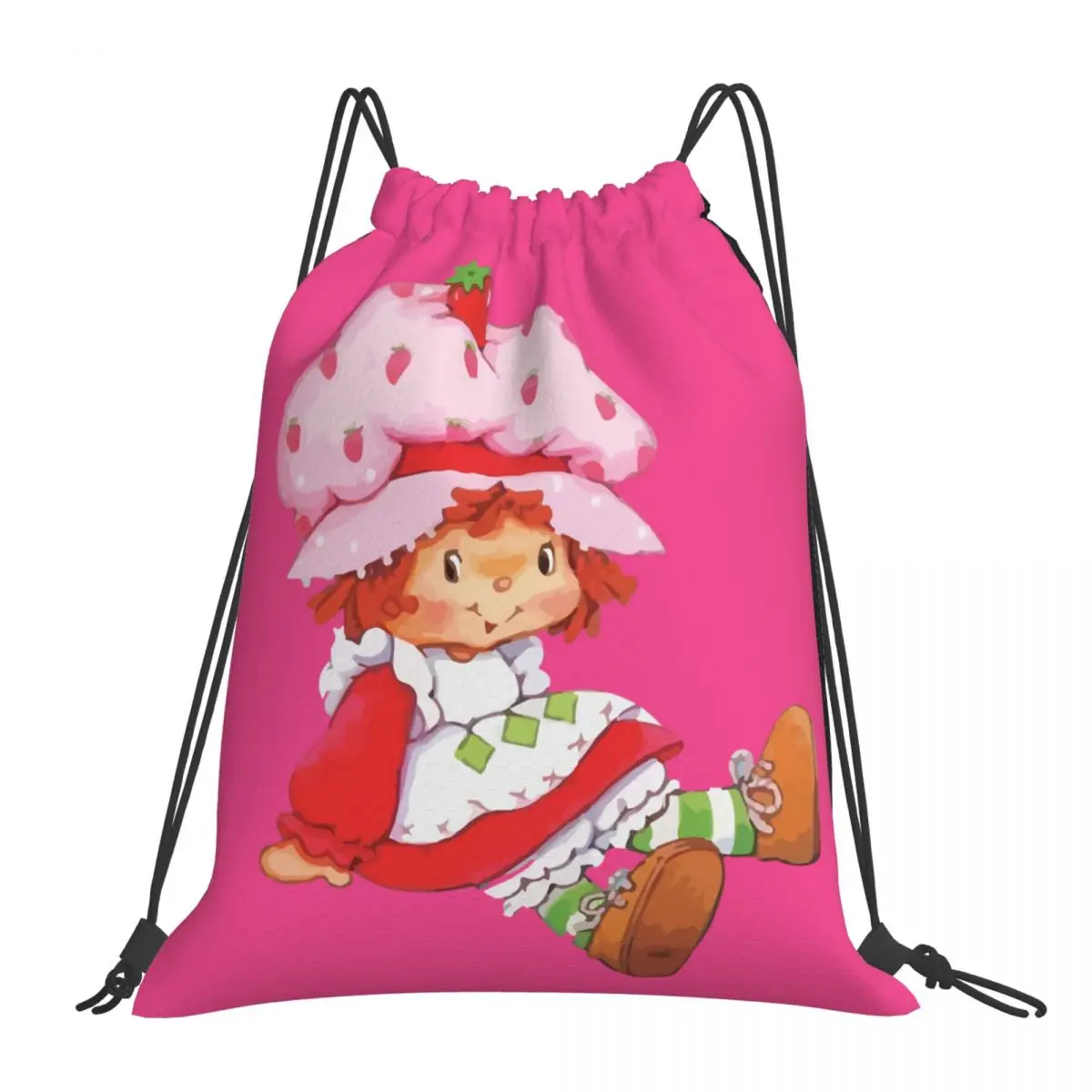 

1980s Cartoon Strawberry Shortcake Drawstring Bags Gym Unisex Waterproof Storage Organize Bundle Pocket Rope Bag