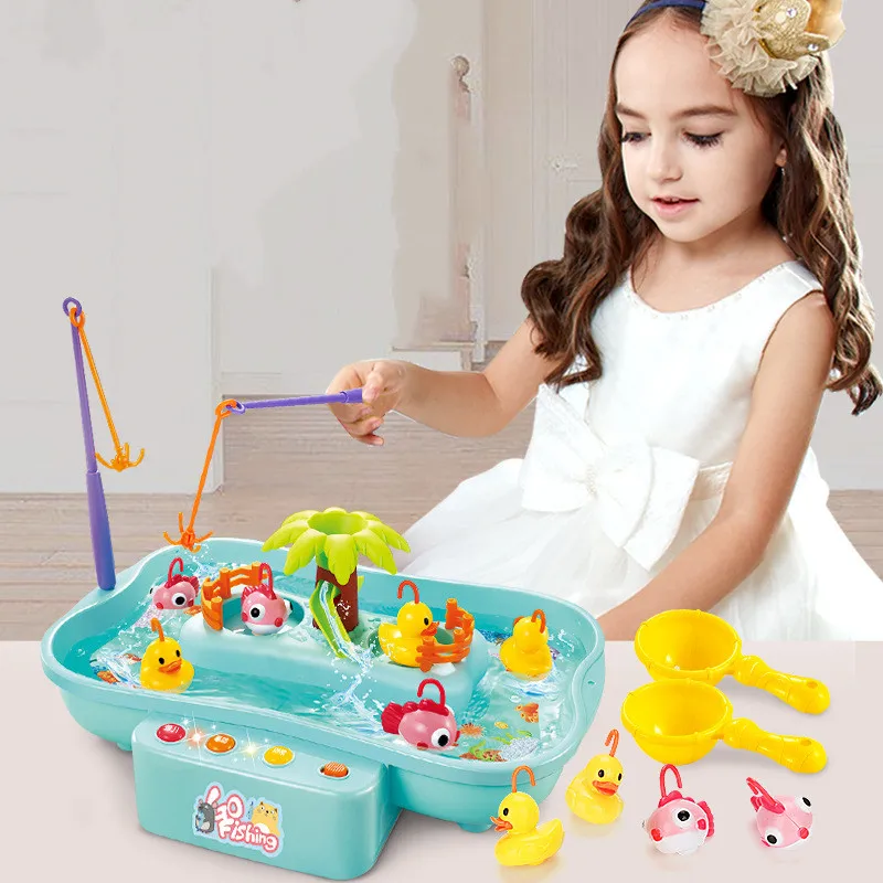 

Kids Fishing Toy Child Play House Educational Toys Duck Fishing Games Electric Water Cycle Music Light Outdoor Toys for Children