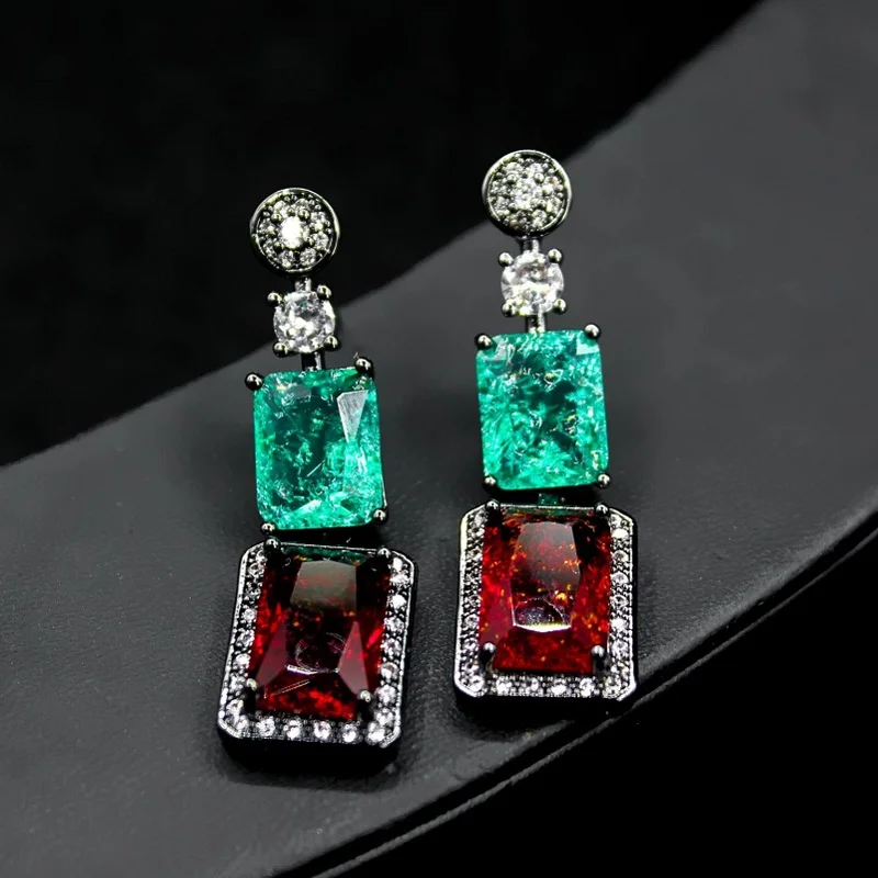 

RAKOL 2022 New Long Cubic Zirconia Rectangular Drop Earrings for Women Fashion Jewelry Party Dress Accessories Anniversary Gifts