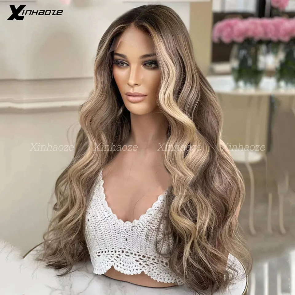 Блестящие прозрачные парики 13 × 4 6 светлые волнистые человеческие волосы