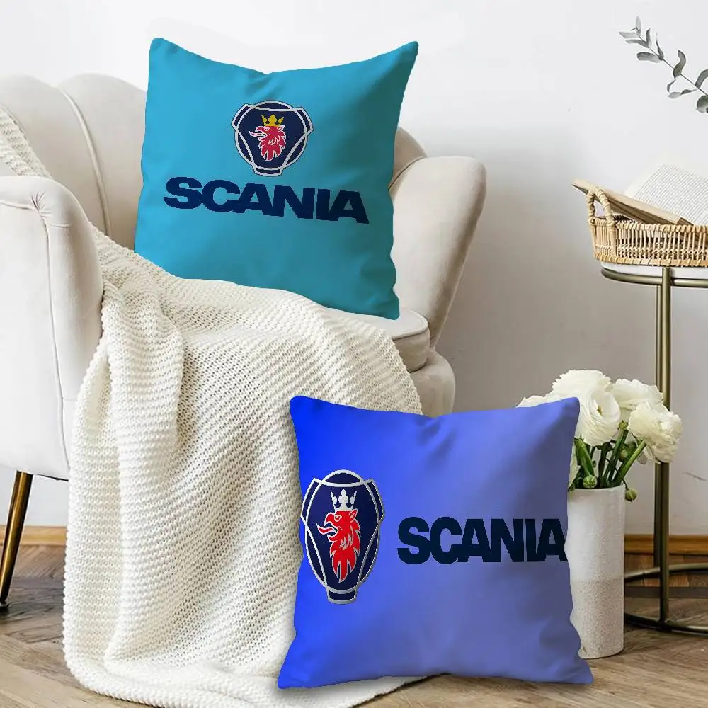 Фото Чехлы для подушек с логотипом S-Scania, декоративные чехлы для дивана с мультяшным рисунком, двусторонняя печать, короткий плюш, милые чехлы для подушек №2