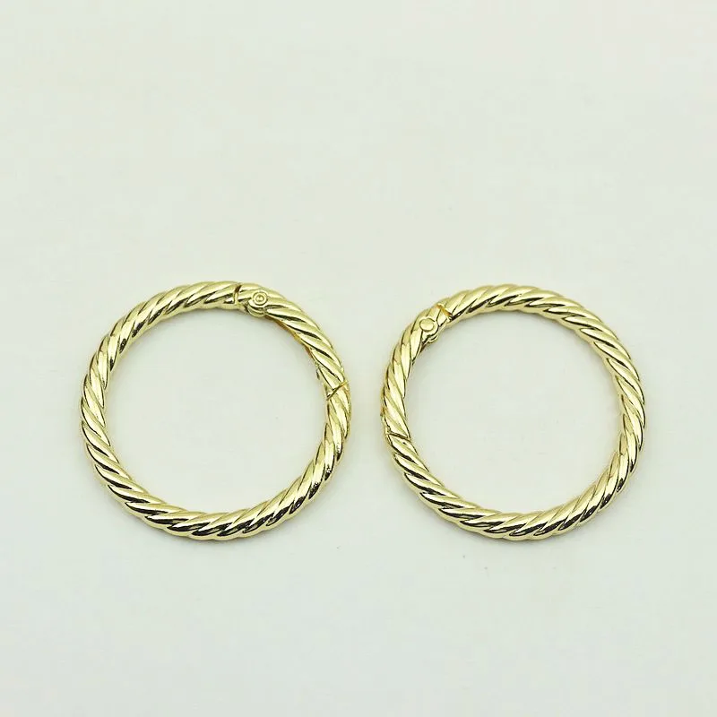 20Pcs 38mm Fashion Weave Colored Spring Ring Buckle Twist Open O Ring Keychain Connection Hook Buckles DIY Bags Accessories