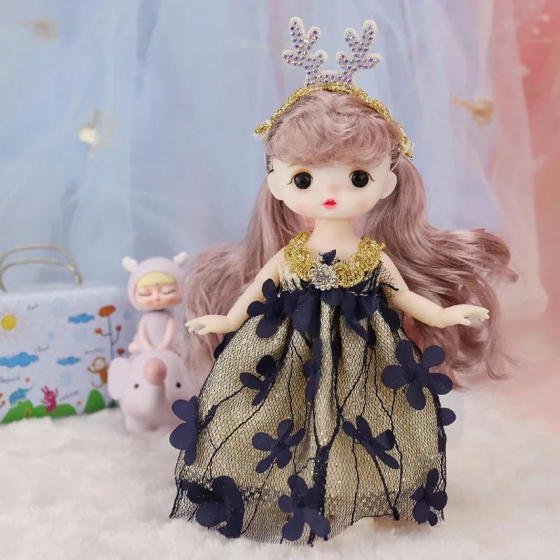 

16cm BJD Exquisite Doll 12 Points Princess Doll Set 13 Joints Movable 3D Eyes Girl Play House DIY Toy Children's Birthday Gift