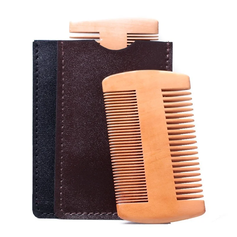 Wooden Beard Comb & Case Dual Action Fine Coarse Teeth Perfect for Use with Balms Beard & Mustache Comb