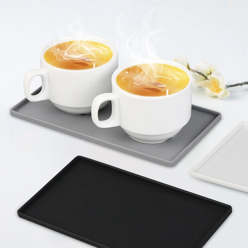 

20 см Силиконовые противоскользящие подставки квадратный плоский лоток держатель для кофейных чая столовых приборов вращающаяся подставка Мобильный держатель мыльница для ванной комнаты