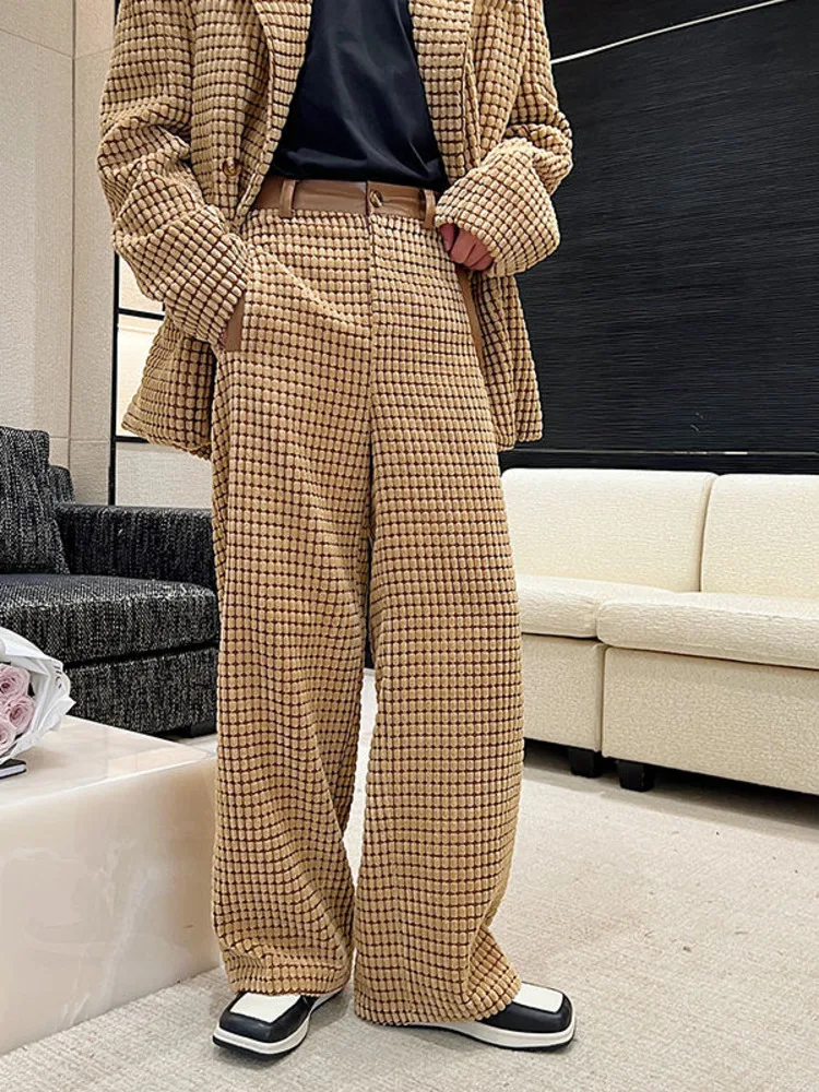 

Мужская одежда SYUHGFA, осень 2023, цветные вельветовые брюки в стиле пэчворк, Корейская уличная одежда, повседневные свободные брюки на молнии д...