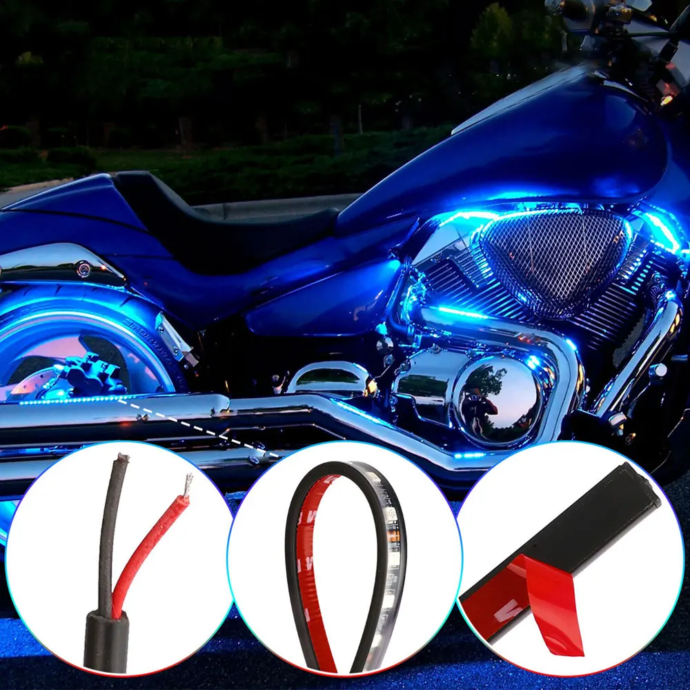 

12pcs Waterproof RGB Bluetooth Motorcycle LED Light Accent Glow Neon Strip Kit APP Control Motorcycle Decoration Accessories