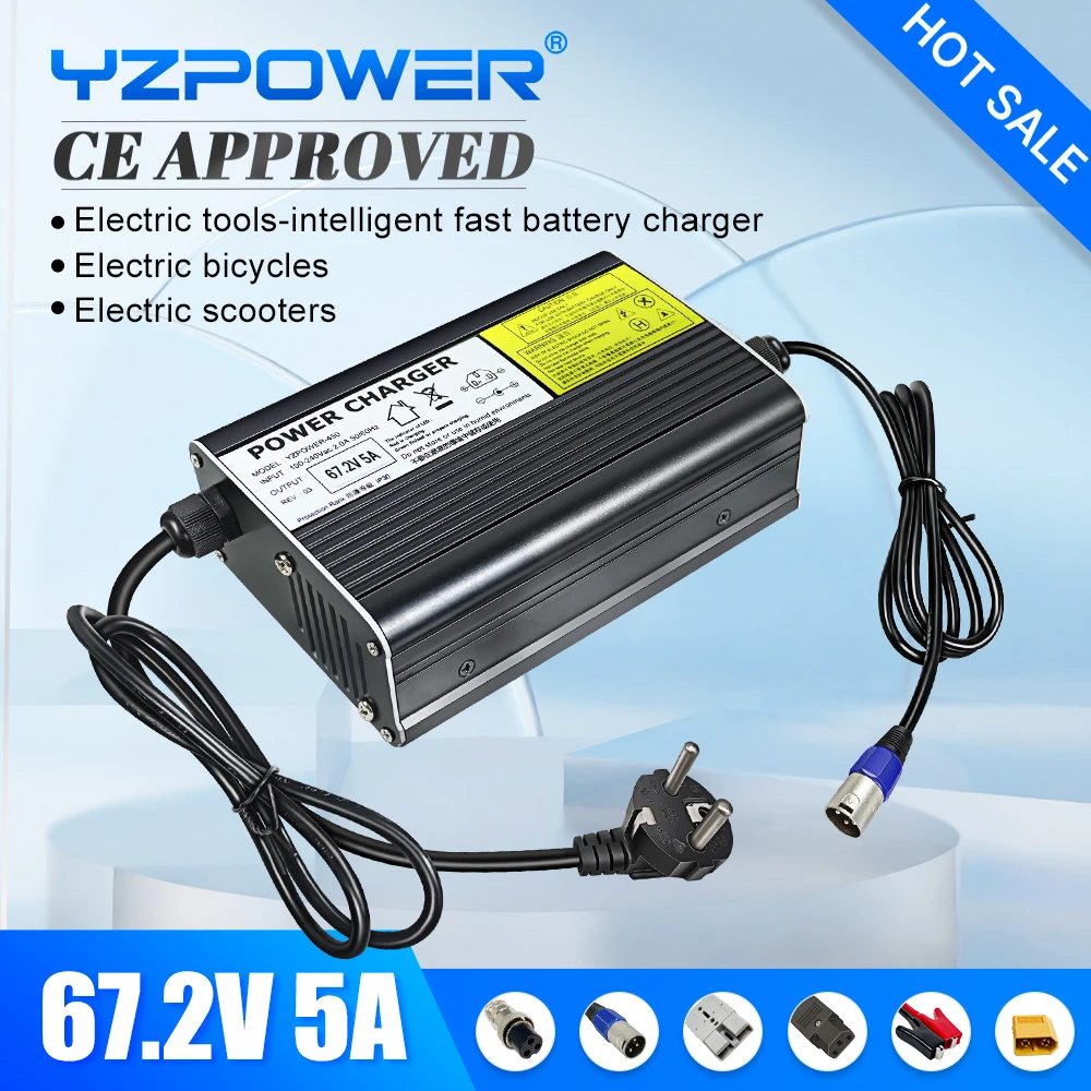 aliexpress.com - YZPOWER Fast 67.2V 5A 16S Lithium Battery Charger with Output Plug for 60V  Ion Motor-driven Bike Smart Charging Tool With Fans
