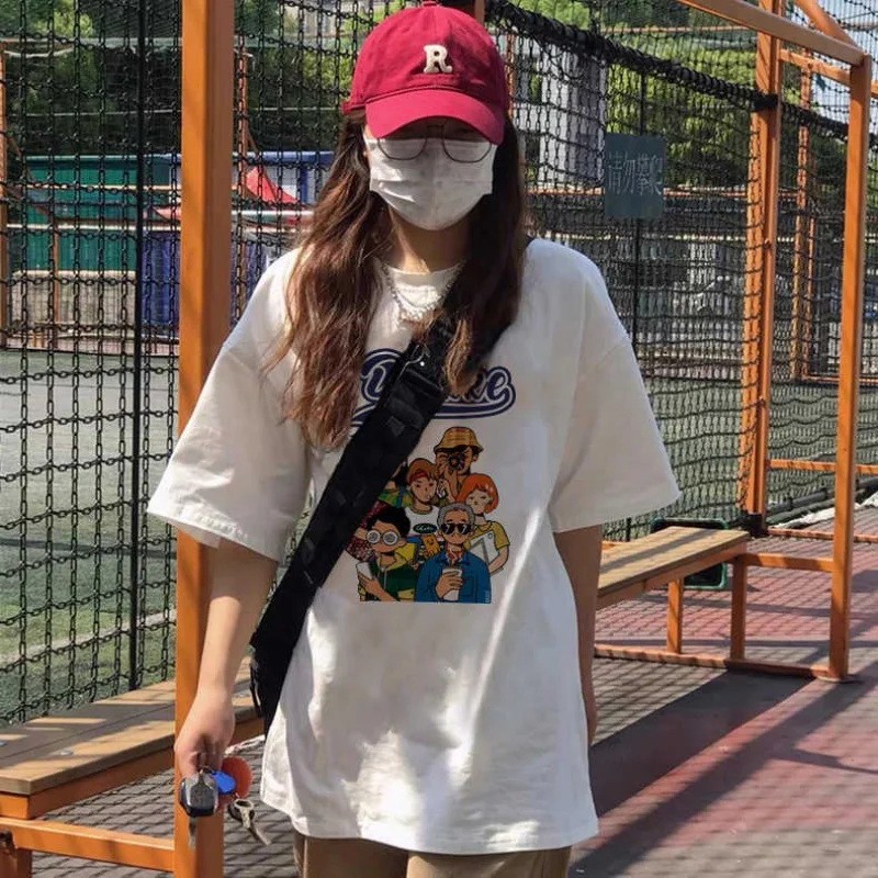 

Korean style fashion short sleeve T shirt women letter print loose top