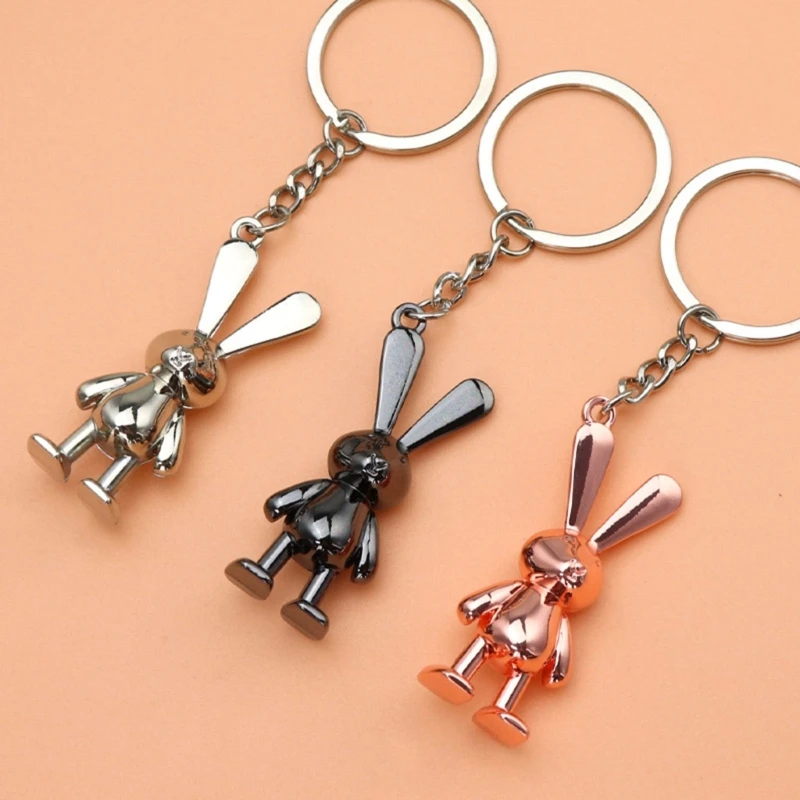 

Metal Rabbit Pendant for KEY Chain Ring Holder Easter Gift Jewelry 3 Colors