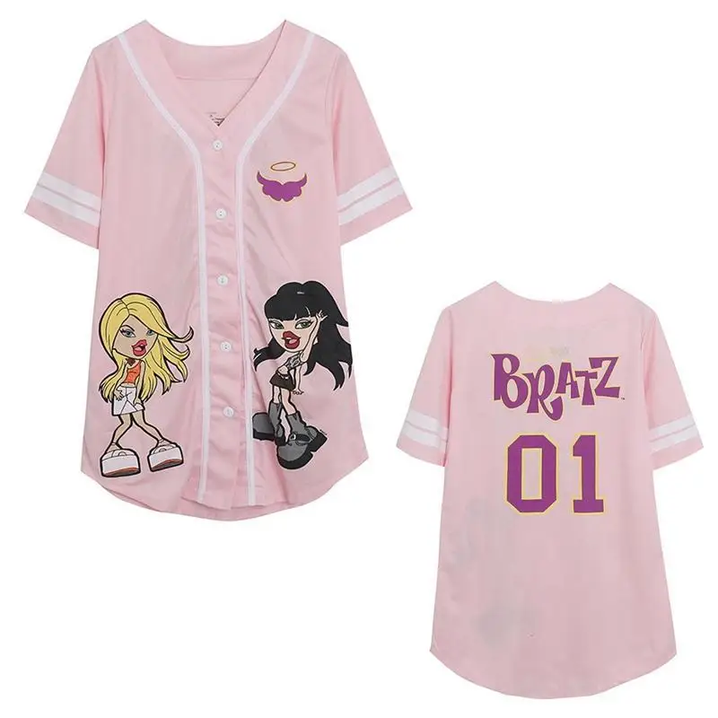 

Bratz Fashion Shirt Kawaii Girl Short Sleeve Sportswear Cartoon Pattern Student T-Shirt Sportswear Casual Clothes Birthday Gift