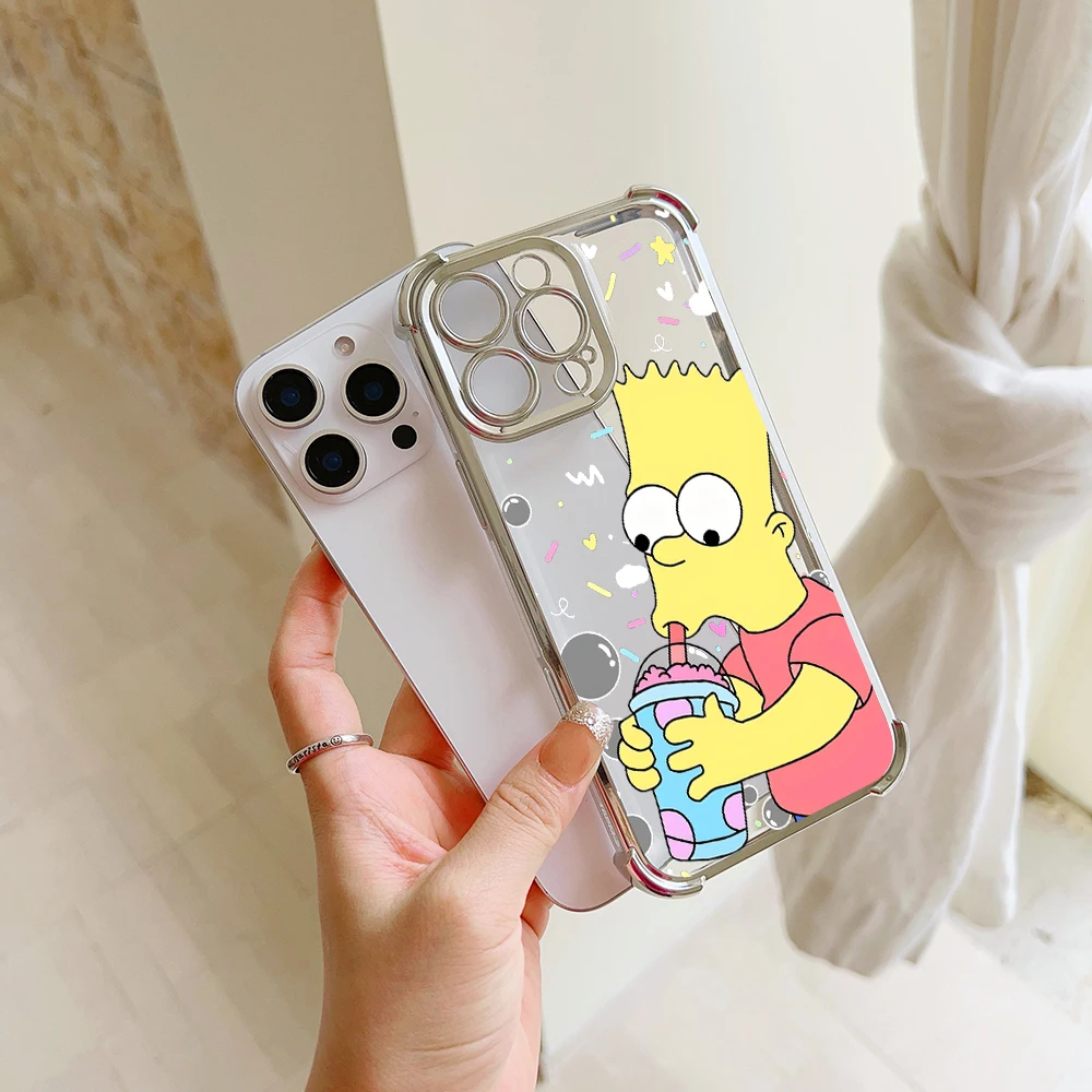Funny Cartoon S-Simpsons Plating Case For vivo V29e Y200 V27 S16 T1 S15 V25 V23 S12 Y38 Y28 Y03 Y17s Y78 Y36 Y27 4G 5G Cover