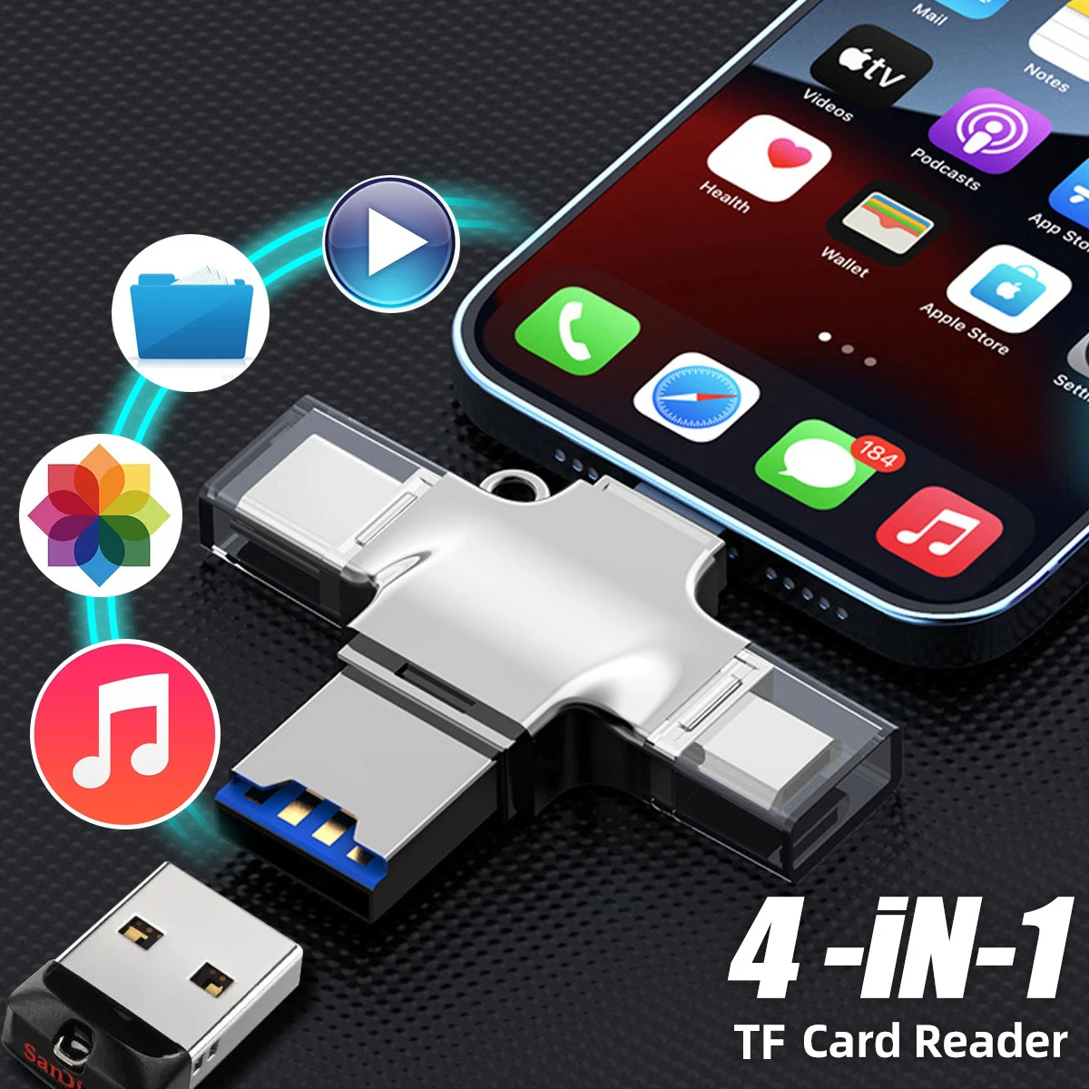 

TF Card Reader Micro Card Adapter 4 in 1 USB 3.0 micro sd to usb Cardreader usb for lightning Type adapter OTG adaptador