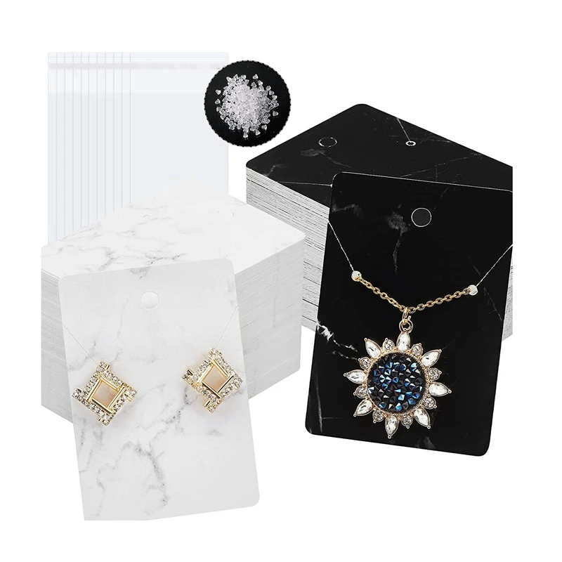 800 Pieces Marble Earring Necklace Display Card Holder Set For Earrings Necklace Jewelry Display,2.8 X 2 Inch, 2 Color