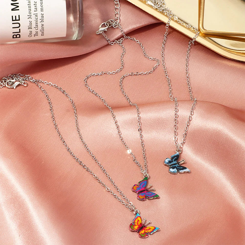 

3pcs Creative Butterfly Decor Costume Pendant Necklace for Lady Female
