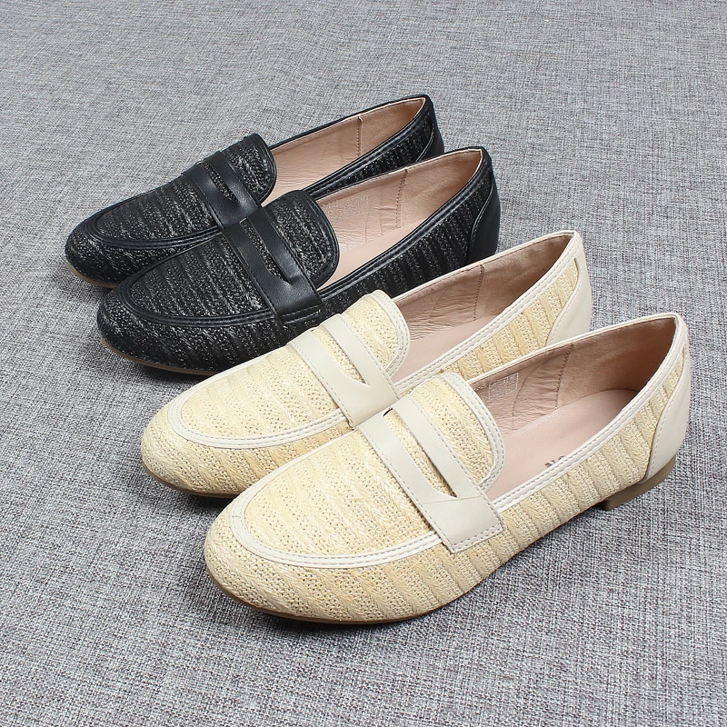 

Casual Woman Shoe Round Toe Modis British Style Low Heels Shallow Mouth Loafers With Fur Female Footwear 2022 Preppy Slip-on