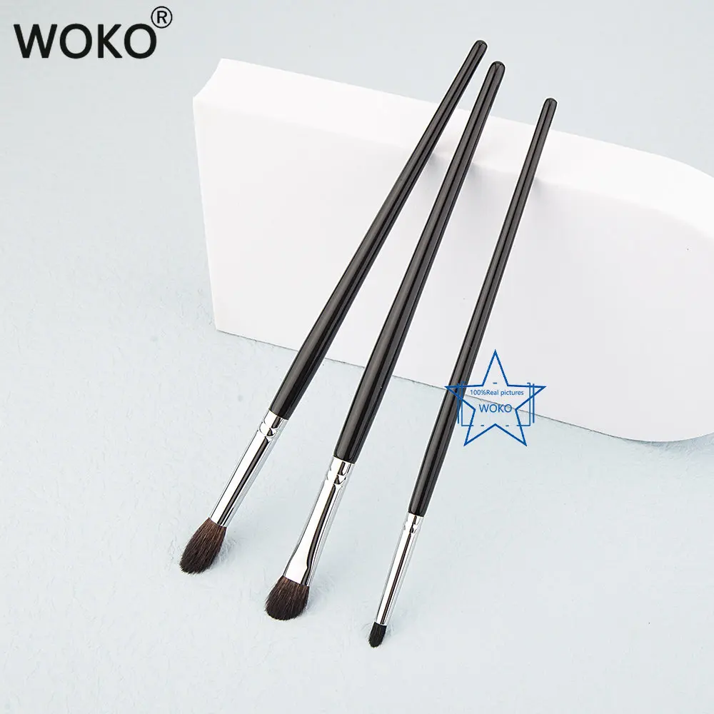 

3pcs Goat Hair Eye Shadow Makeup Brushes Set Tapered Crease Blending Brush Natural Precision Eyeshadow Smudge Make Up Tool
