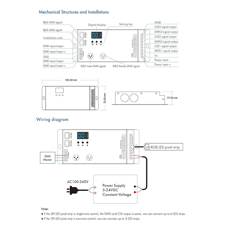 Светодиодный декодер DMX512 в SPI флэш-контроллер 1024 точек TTL Pixel с поддержкой 6803/8806/2811/