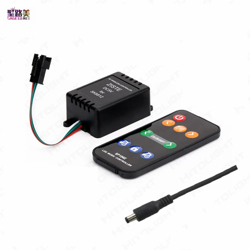 

SP106E Music Controller DC 5V - 12V RF Pixel IC SPI Controller Color LED Controller For WS2812 WS2811 WS2812B SK6812 LED Tape