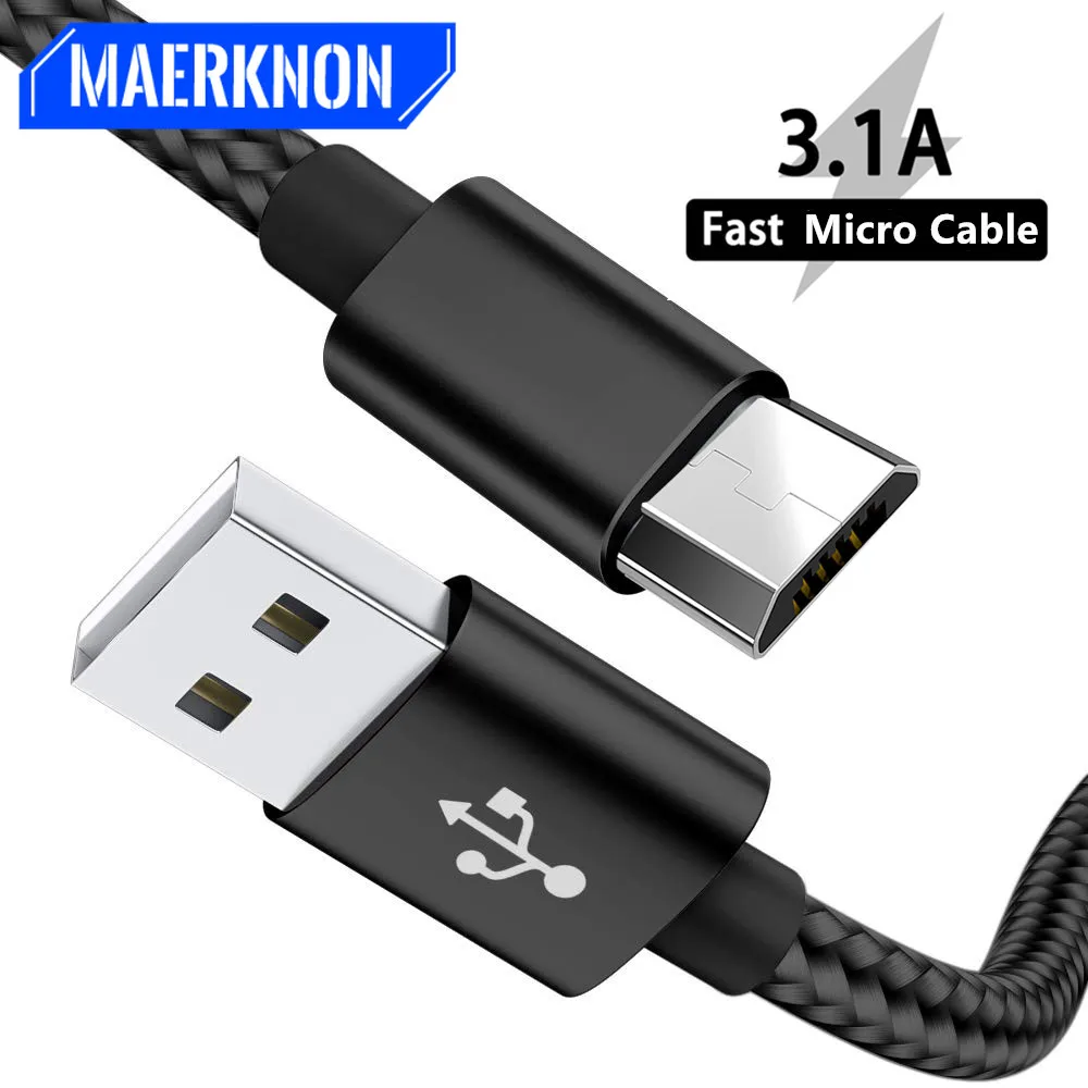 

Nylon Braided Micro USB Cable 3.1A Fast Charging Data Charger microusb Cord For Samsung Xiaomi HTC Android Phone Cables 1M 2M 3M