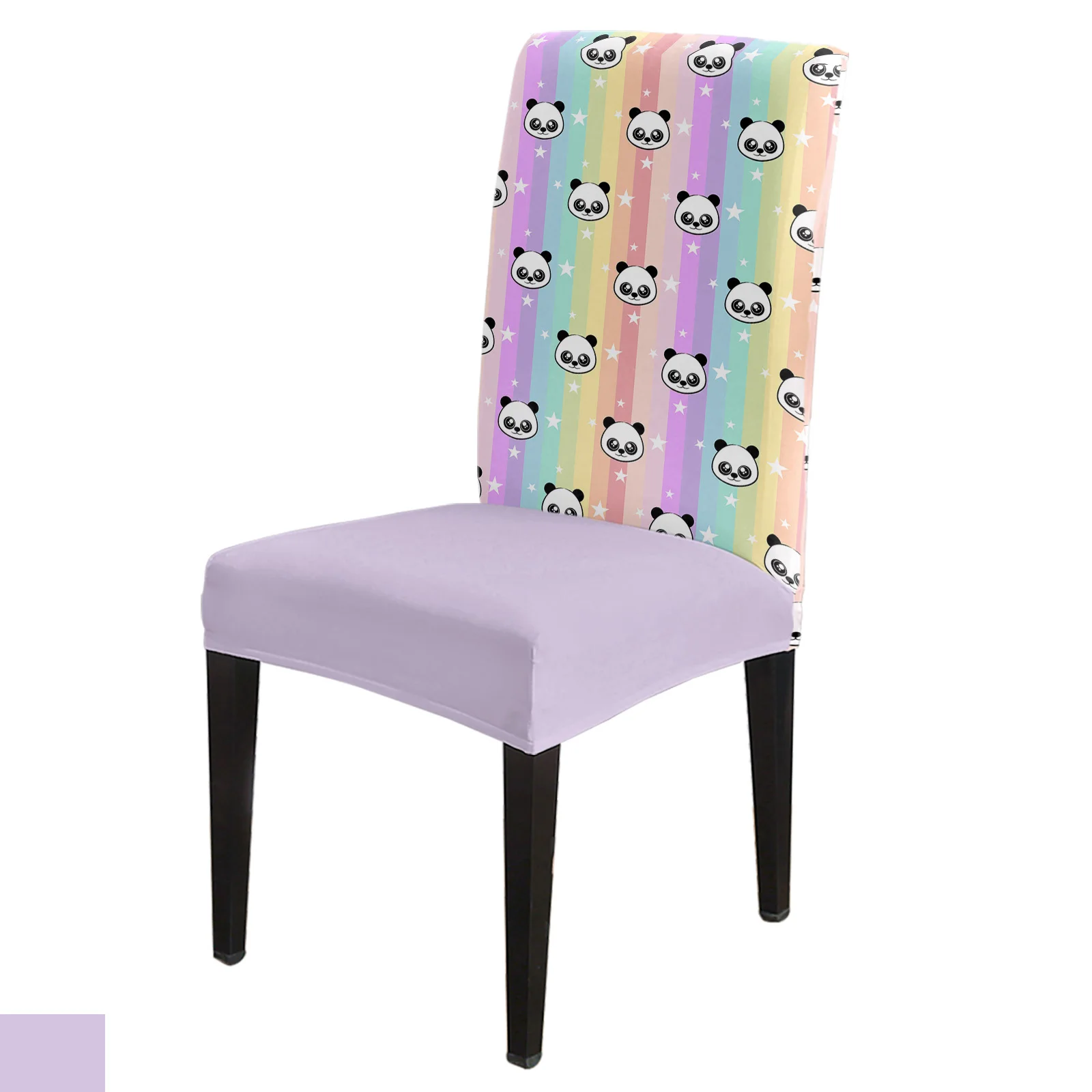 

Чехол на стул в радужную полоску, эластичное покрытие из спандекса для обеденного стола, Декор для дома и офиса, мультяшное животное, панда, ...