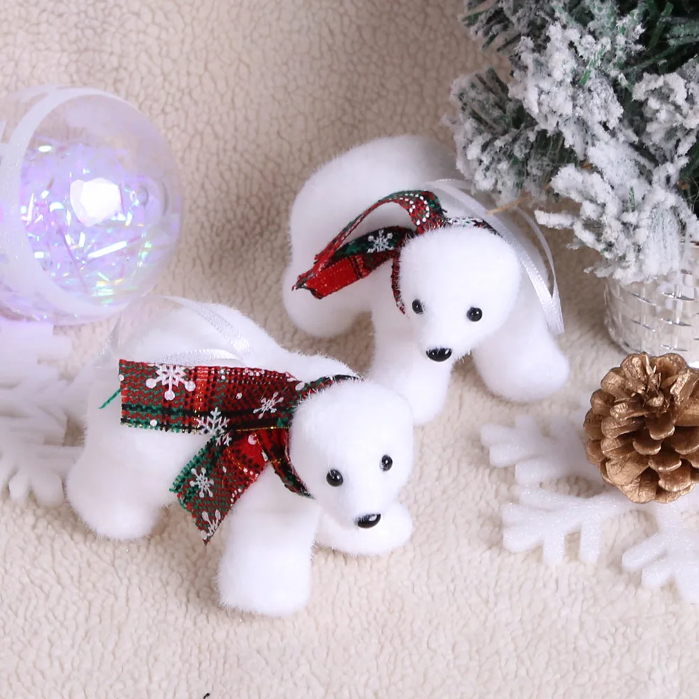 Buy 1pcs Christmas decorations white bear pendants tree ornaments polar figurines christmas outdoor decoration on
