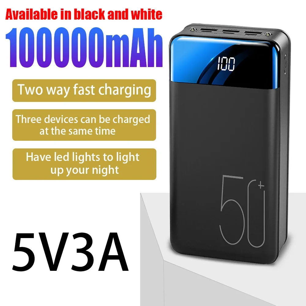 

2024NEW 100000mah USB Fast Charging Power Supply LED Display Portable Mobile Phone Tablet ExternalBattery Charging SourceBattery