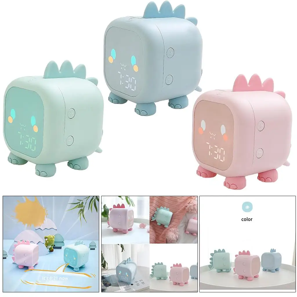 Детский будильник Детские креативные электронные часы с мультяшным динозавром