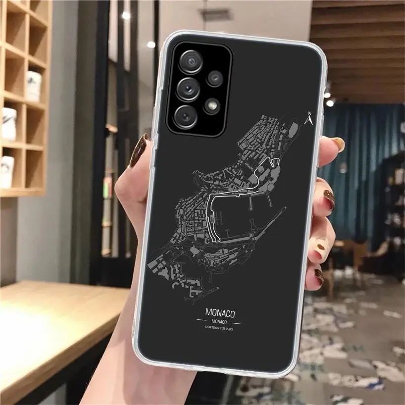 Мягкий чехол для телефона F1 Race Circuits Samsung Galaxy A14 A13 A12 A15 A54 A53 A52 A55 A34 A33 A32 A35 A24 A23 A22 A25 A04S