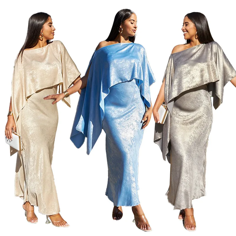 Элегантные женские мусульманские комплекты блестящее верхнее платье Дубай