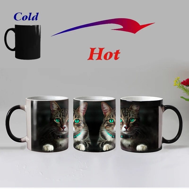 

Color-changing Mug Creative Ceramic Warm Coffee Milk Drinkware Tea Cup Children Kid Birthday Christmas Gift Cat Mugs