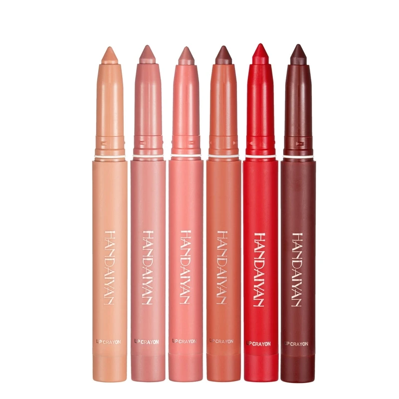 

HANDAIYAN 6Pcs Matte Lipsticks Lips Crayon Creamy Long Lasting Lipstick with Precision Applicator Lipstick Lip Set Drop Shipping