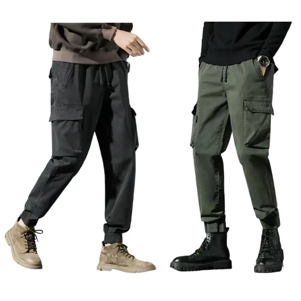 

Harajuku Thin Ankle-Length Cargo Trousers Sportswear Boys Joggers Summer Men's Harem Pants Tie Feet Overalls Fahion Male Clothes