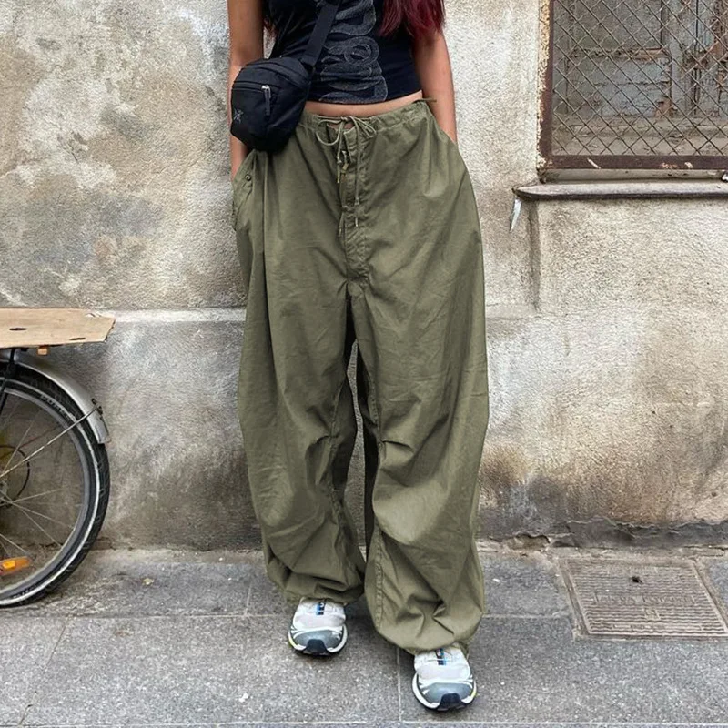 

Gothic Women Wide Leg Pants Streetwear Bandage Punk Baggy Trousers Harajuku Egirl Hight Waist Bandage Casual Loose Pants Female