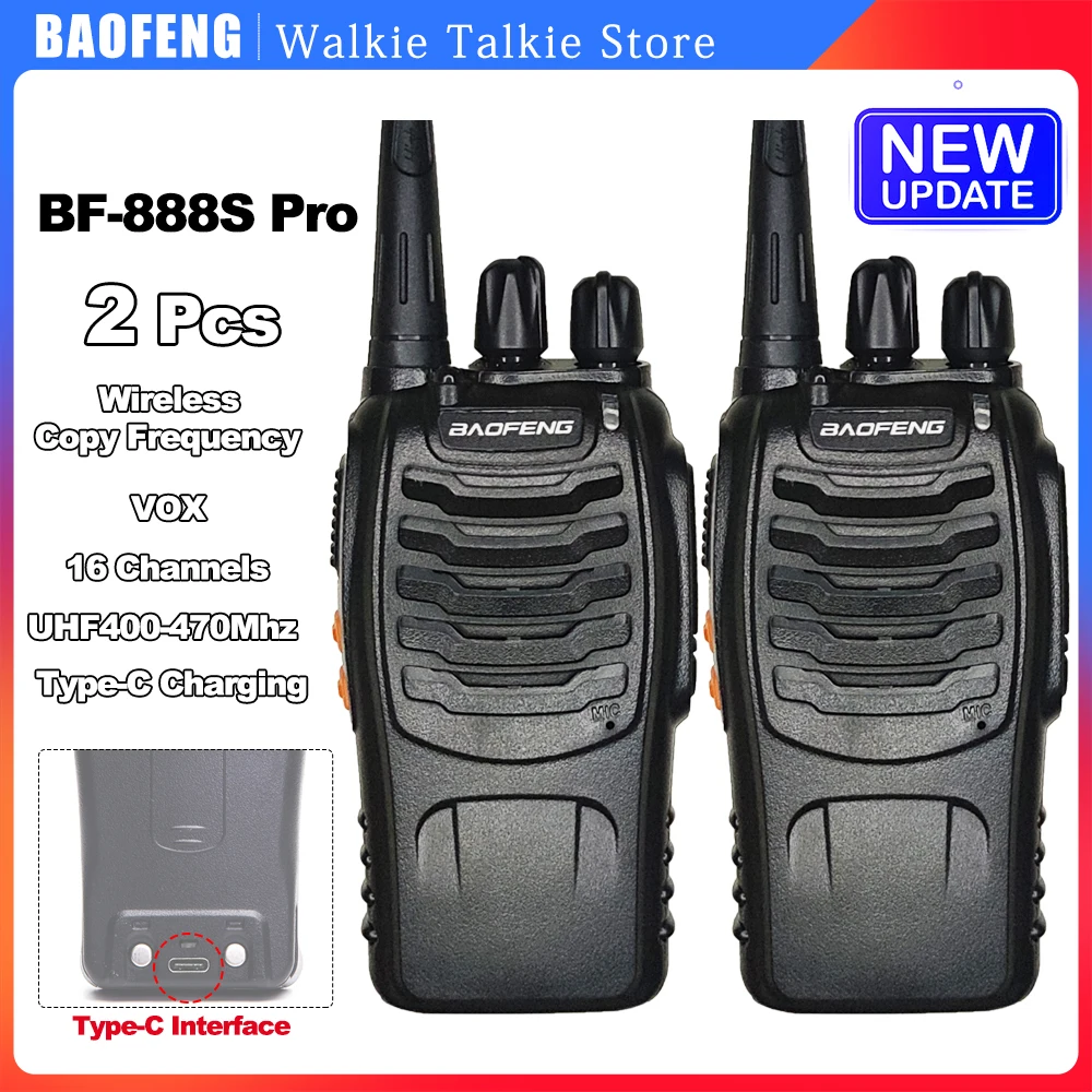 2Ps Baofeng BF-888S Pro обновленная рация беспроводная копия частота Type-C зарядка