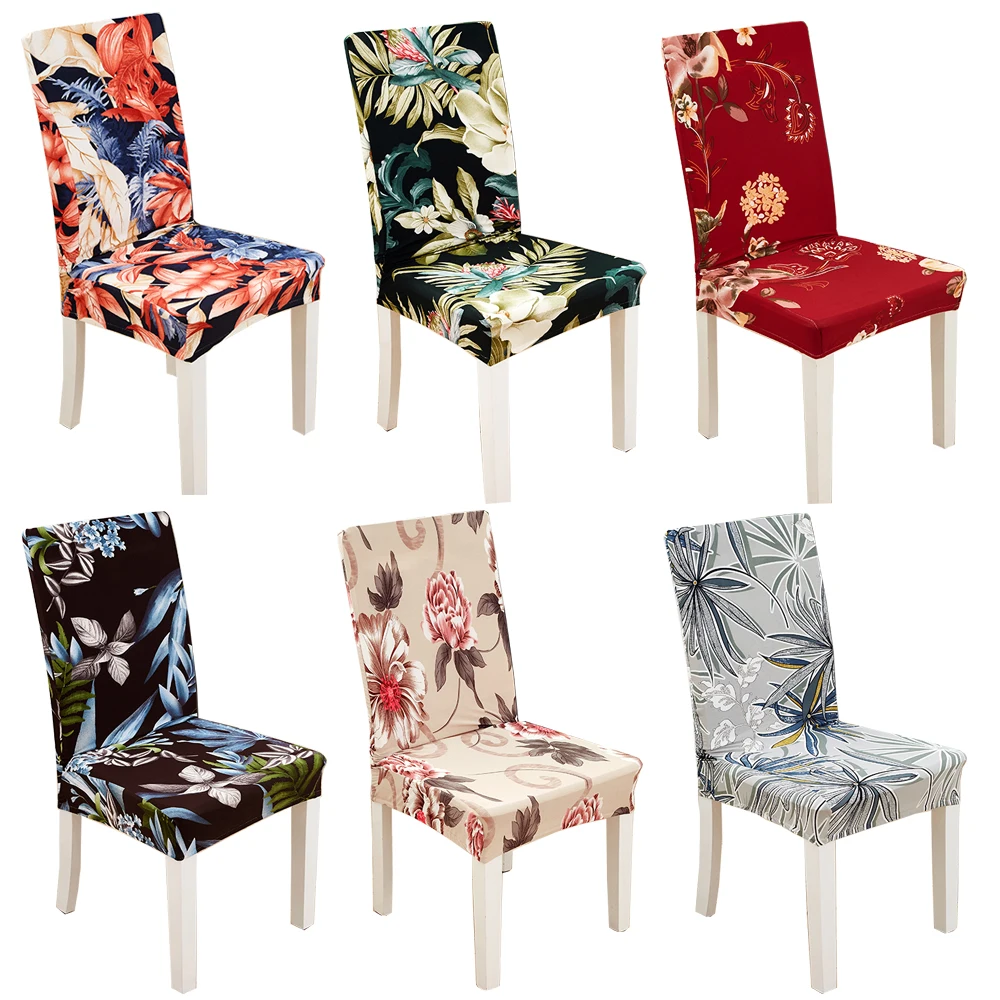 Airldianer Flower Printing Removable Chair Cover Big Elastic Slipcover Modern Kitchen Seat Case Stretch Chair Cover For Banquet