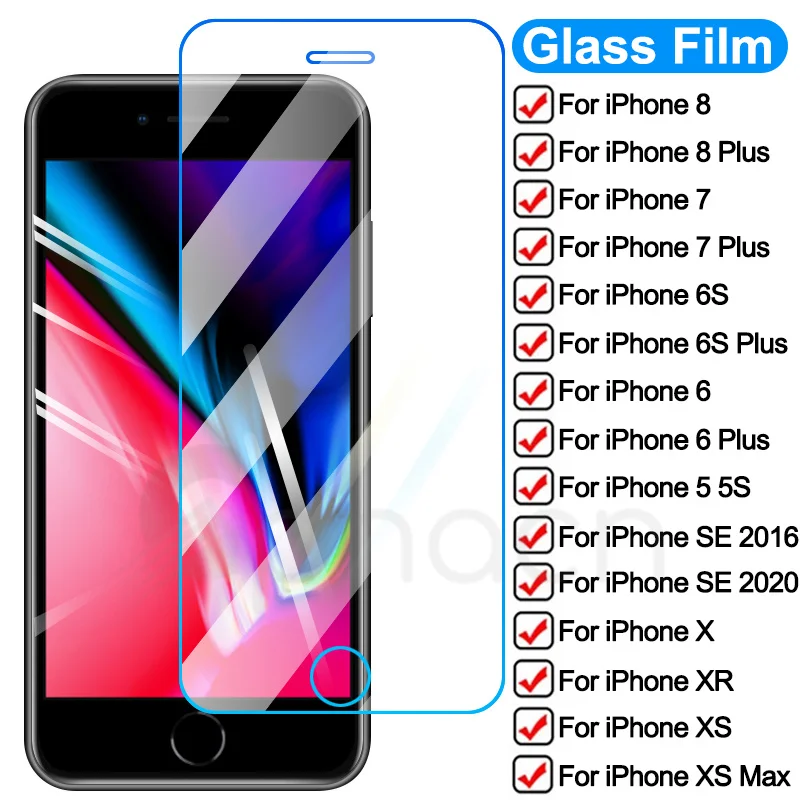 

Закаленное стекло 9D для iPhone X, XR, XS, Max, полное покрытие, Защита экрана для iPhone 8, 7, 6, 6S Plus, 5 5S SE 2020, защитная стеклянная пленка