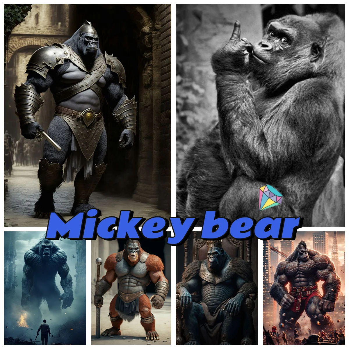 

Monkey Gorilla 5D DIY AB Diamond Painting Kit Chimpanzee Mosaic Embroidery Animal Full Square/Round Cross Stitch Home Decor Gift