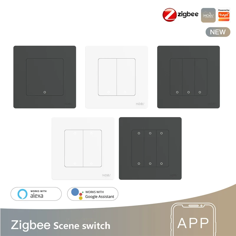 

TuYa Zigbee Smart Switch for Single Fire and Zero Fire with APP Control, Remote Control, Timer and Voice Control Wall Switch