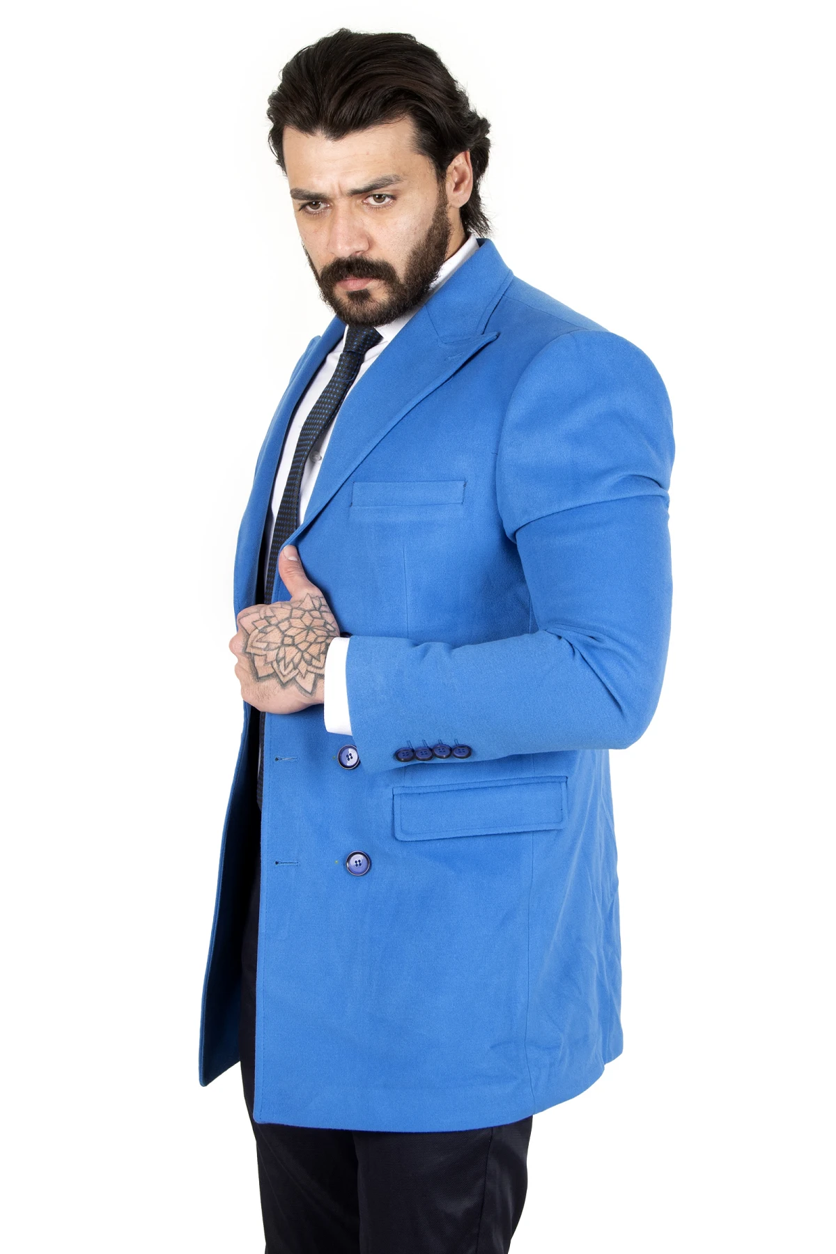 DeepSEA Wide Collar Narrow Cut Double Breasted Coat 2207240
