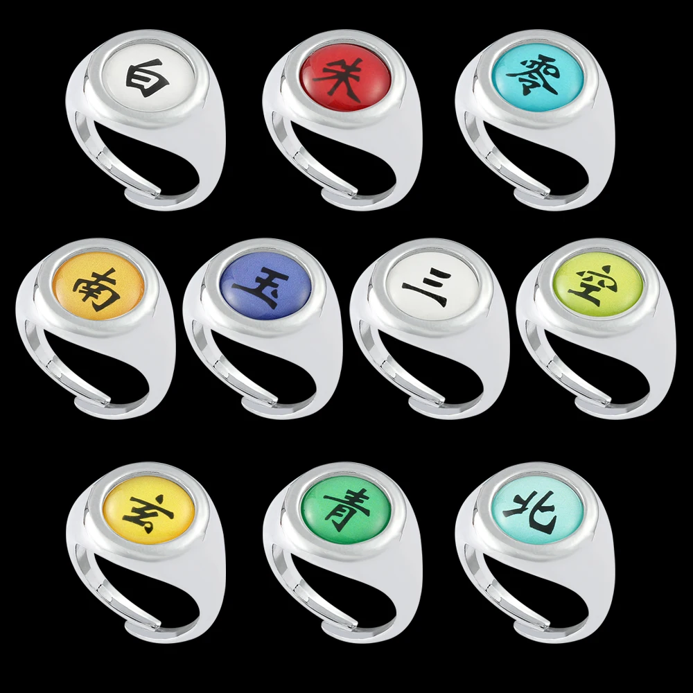 

Japan Anime Sasuke Uchiha Zhu Rings Punk Style Open Adjustable Anime Finger Peripheral Rings Trendy Cosplay Prop Accessories