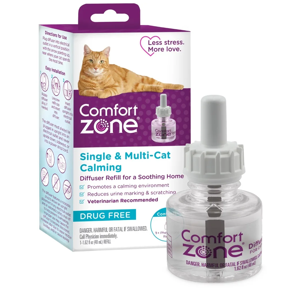 

Comfort Zone Single & Multi-Cat Calming Diffuser Kit Refill, Cat Pheromone, 1 Refill-48ml