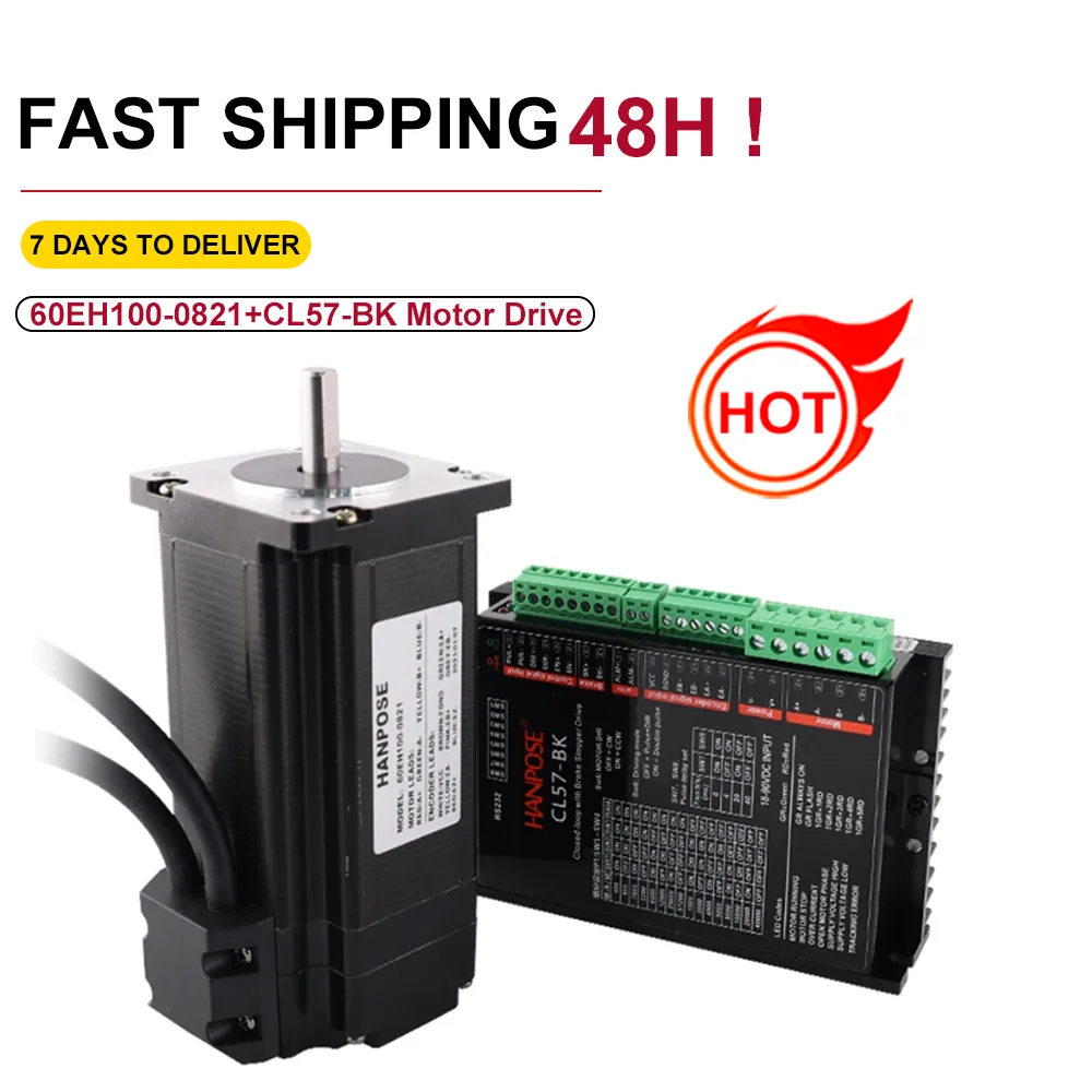 Комплект контроллера шагового двигателя с замкнутым контуром NEMA24 60EH100-821 + CL57-BK