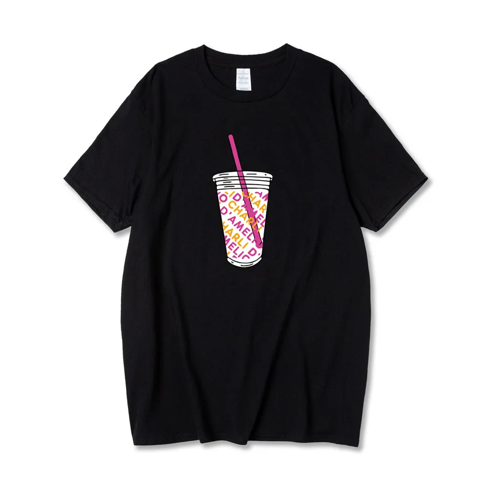 

2022Ice Coffee Splatter t-shirts Men Women oversized Tracksuit Charli DAmelio Fashion Costume Streetwear Tops Tee Men's clothing