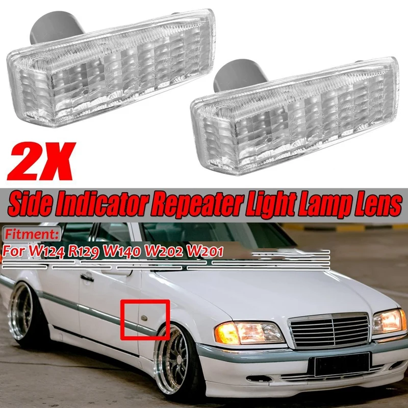 Car Side Marker Light Cover Repeater Lamp Lens For Mercedes-Benz W124 R129 W140 W202 W201 2028201521 2028201621