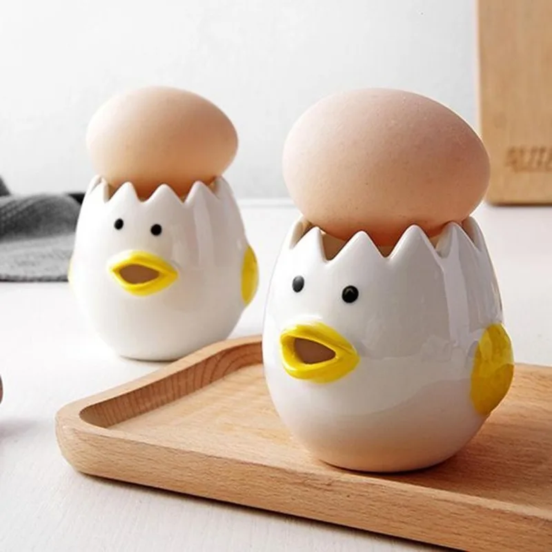 

Creative Cartoon Chicken Egg Yolk White Separator Ceramics Ceramic Cartoon Chick Egg Separator Dining Cooking Kitchen Gadget