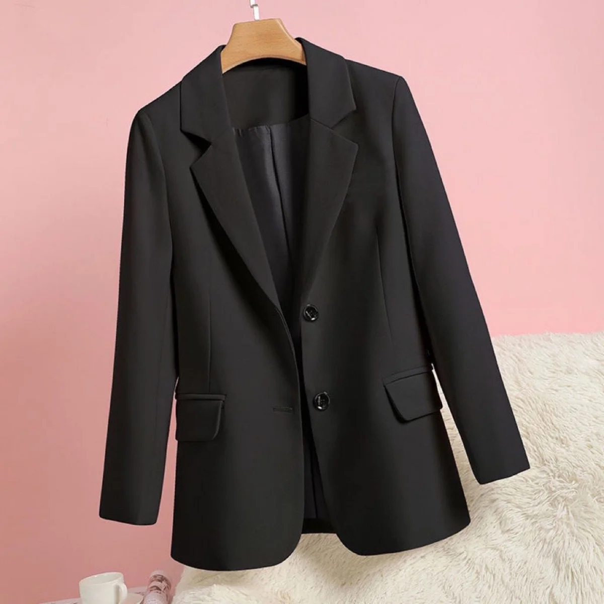 Vintage Long Sleeve Blazer Slim Fit Korean Fashion Office Ladies Spring Autumn Jacket Windbreaker Luxury Buttons Coats New