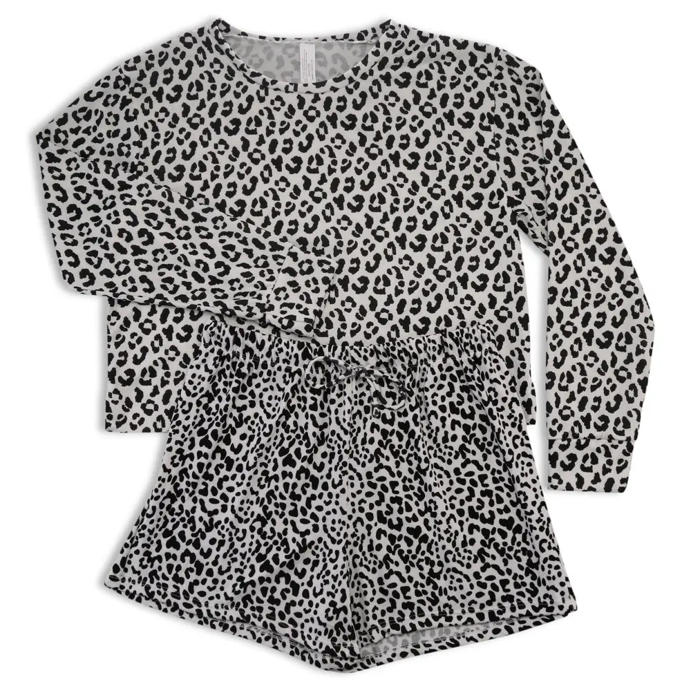 

Женский и женский махровый Топ с длинным рукавом и шорты для пижамы, 2 шт.